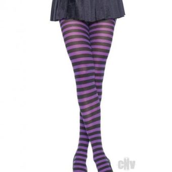 Striped Tights Plus Black/purple