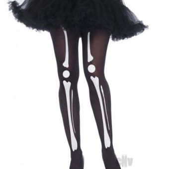 Skeleton Print Tights Os Blk/wht