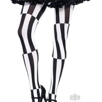 Woven Stripe Illusion Hose 1x-2x Blk/wht
