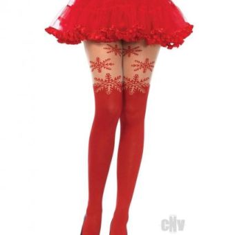 Spandex Snowflake Hose Accent Os Red