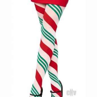 Holiday Ribbon Stripe Tights Os Grn/red