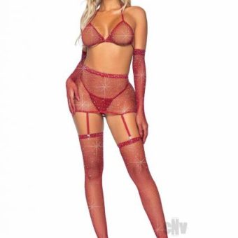 Rhinestone Garter/bikini 5pc Os Burg