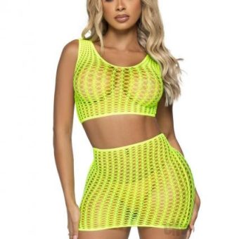 Crochet Tank Top/mini Skirt 2pc Os Yelw