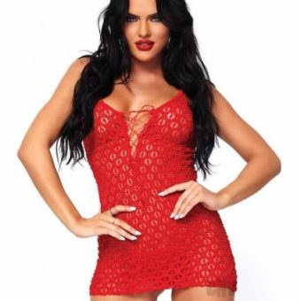 Mini Dress Lace Up Frnt G String Os Red