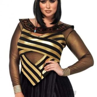 Nile Queen Dress 3pc 1x/2x Blk/gld