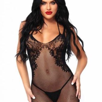 Seamless Net Lace Halter Dress Os Blk