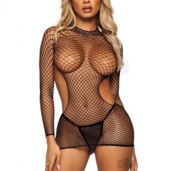 Industrial Long Sleeve Mini Dress Os Blk