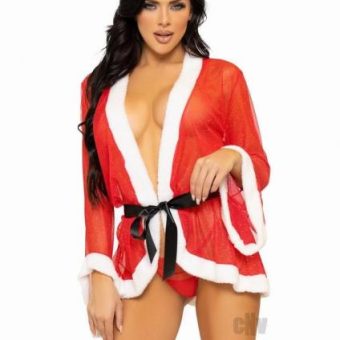 Santa Robe Ribbon Gstring S/m Red/wht