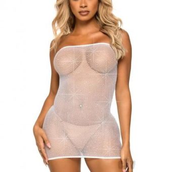 Crystalize Net Convert Tube Dress Os Wht