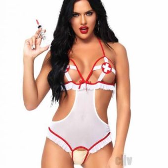 Naughty Nurse 2pc Os White/red