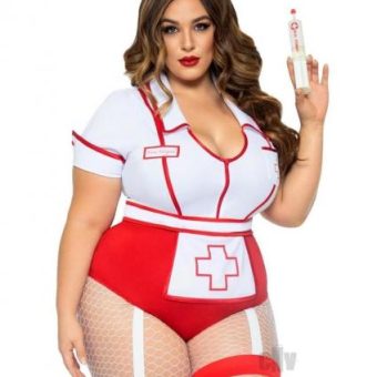 Nurse Feelgood 2pc 3x/4x Red/wht