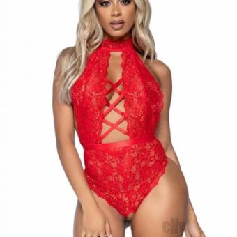 High Neck Teddy Thong Lg Red