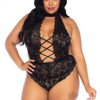 High Neck Teddy Thong 1x-2x Black