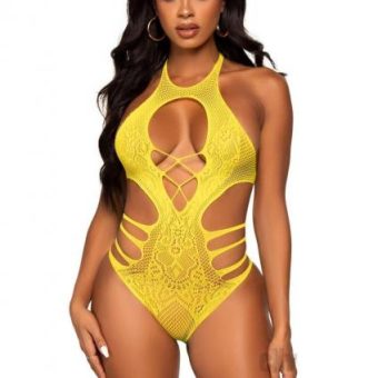 Seamless Lace Strappy Bodysuit Os Ylw