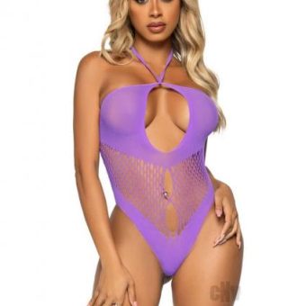 Seamless Hexi Net Halter Bodysuit Os Lav