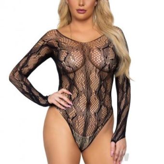 Python Net Long Sleeve Bodysuit Os Blk