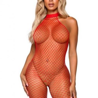 Industrial Backless Bodystocking Os Red