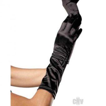 Elbow Length Satin Glove Os Black