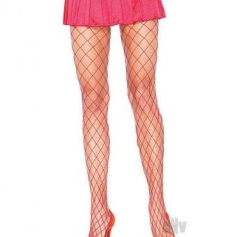 Spandex Diamond Panty Hose Os Red