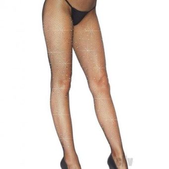 Fishnet Crystal Tights Rhinestone Os Blk