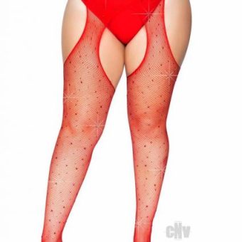 Crystalized Net Suspender Hose 1x/2x Red