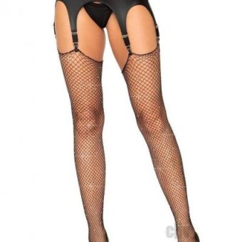 Rhinestone Fishnet Stockings Os Black