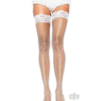 Spandex Indust Net Thigh Highs Os Wht
