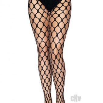 Rhinestone Jumbo Pothole Tights Os Black