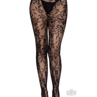 Seamless Chantilly Floral Tights Os Blk