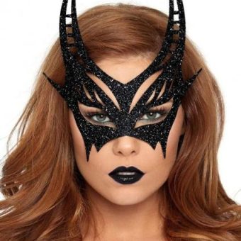 Glitter Devil Mask Os Black