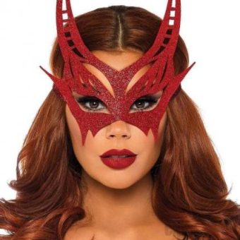 Glitter Devil Mask Os Red