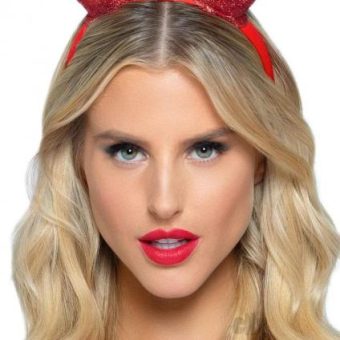 Latex Glitter Devil Headband Os Red