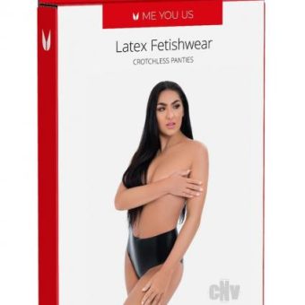 Myu Latex Crotchless Panties Md Black