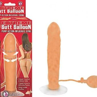 Extreme Butt Balloon Pump Action Inflatable Dong With Suction Cup Vibrating 7.5 Inch Flesh