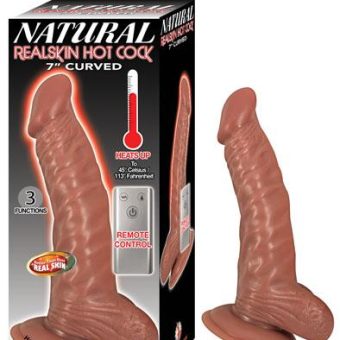 Natural Realskin Hot Cock Curved 7 inches Brown Dildo