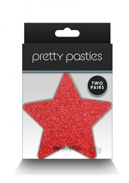 Pretty Pasties Glitter Stars Red/slv