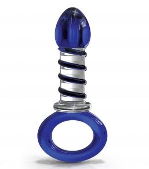 Icicles No 81 Blue Glass Massager with Ring End