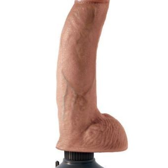 King Cock Vibrating Dildo with Balls 9 inches Tan