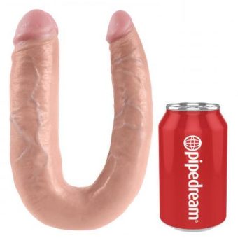 U Shaped Large Double Trouble Dildo - Beige
