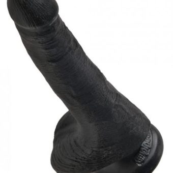King Cock 6 inches Cock with Balls Black Dildo