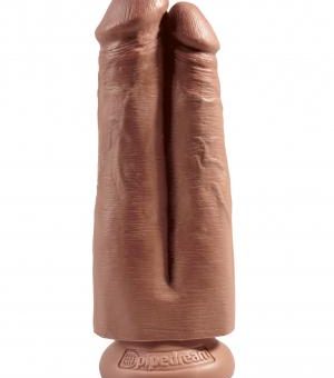 King Cock 7 inches Two Cocks One Hole Dildo Tan