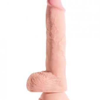 King Cock Triple Density 10 inches Fat Dildo with Balls Beige