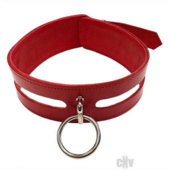 Leather Oring Collar Red