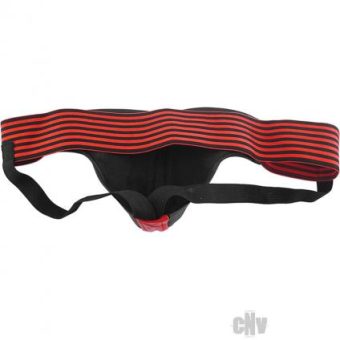 Rouge Leather Jockstrap Stripes Red Black