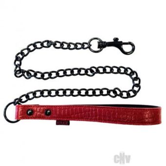 Rouge Leather Handle Lead Dog Chain Burgundy