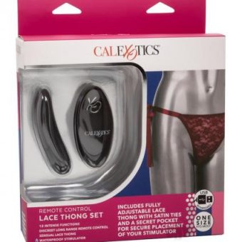 Remote Control Lace Thong Set Red
