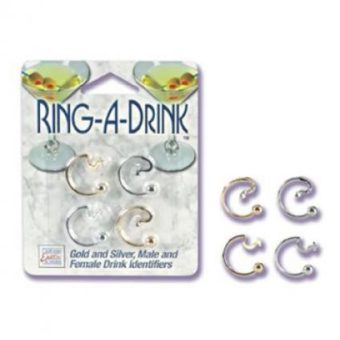 Ring a Drink Gold and Silver Male and Female Drink Identifiers 4 Piece Pack