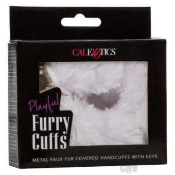 Playful Furry Cuffs White