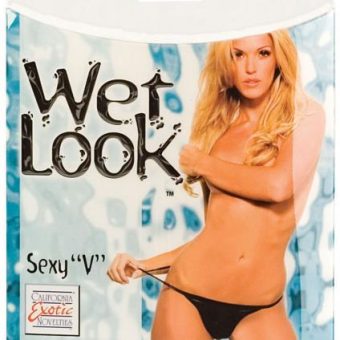 Wet Look Sexy V Black