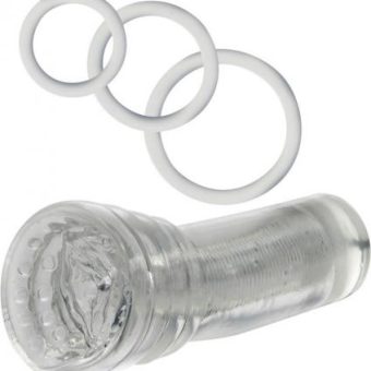 Travel Head Honcho Kit Masturbator And Cock Rings Clear